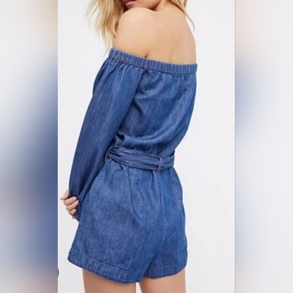 Free People Denim Blue Women's Romper - Picture 4 of 15